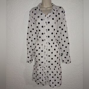 Ava & Viv White Black Polka Dot Dress